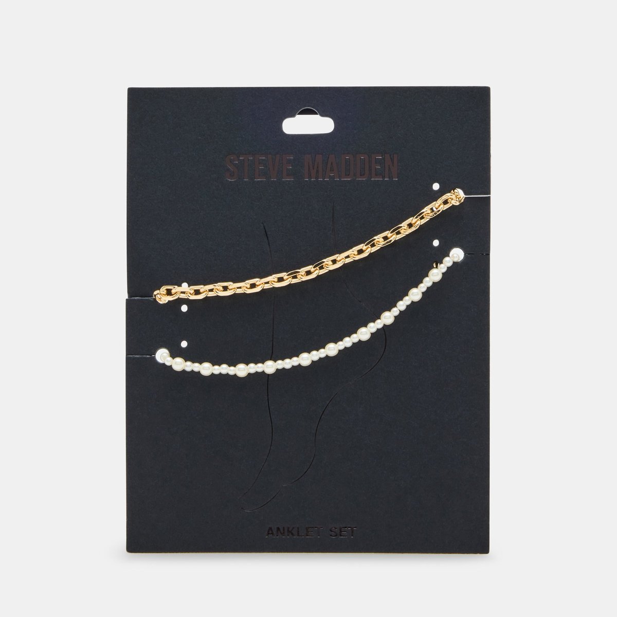 Joyería Steve Madden 2-Piece Pearl Chain Set — Dorado