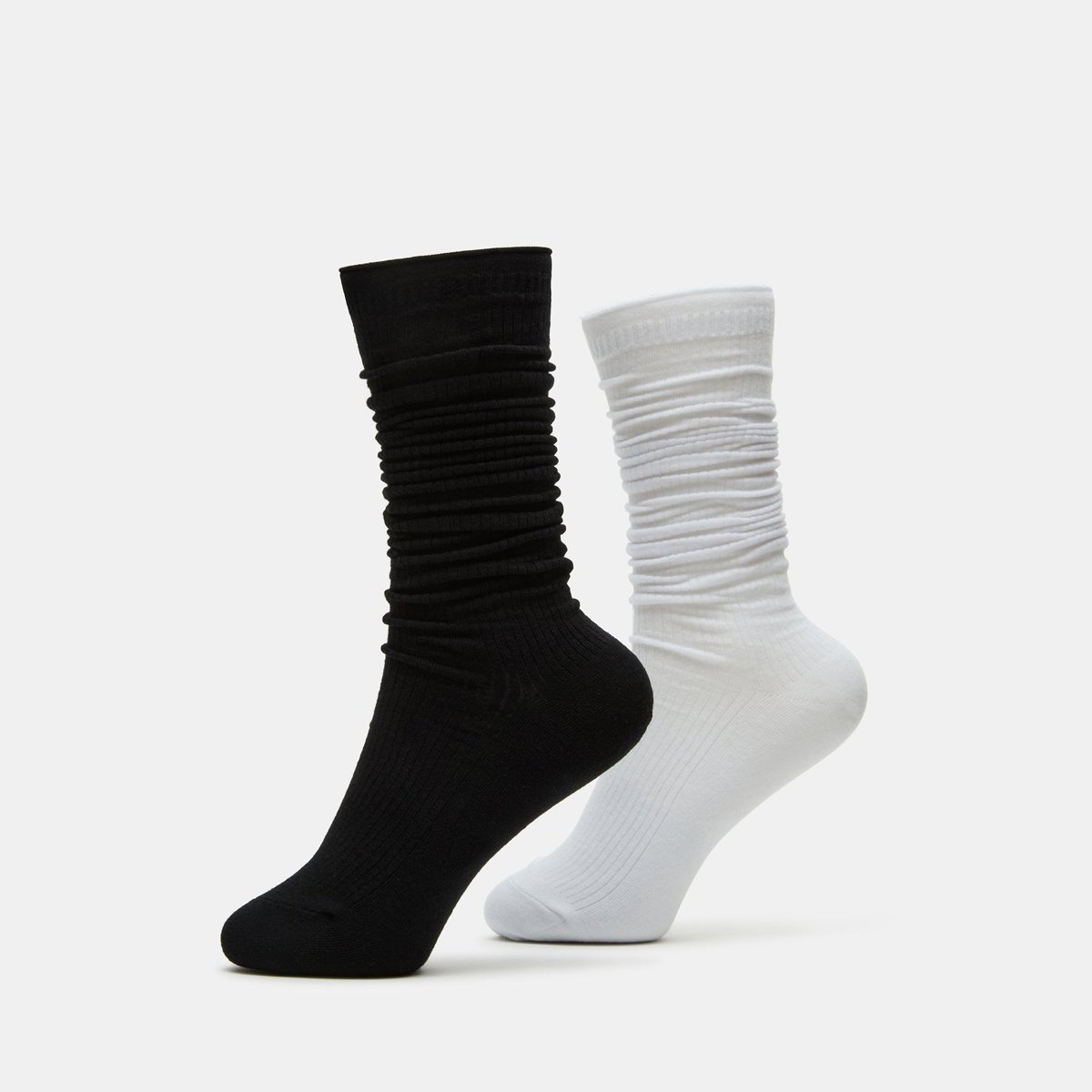 Medias Steve Madden 2 Pack Slouchy Crew Black White — Negro