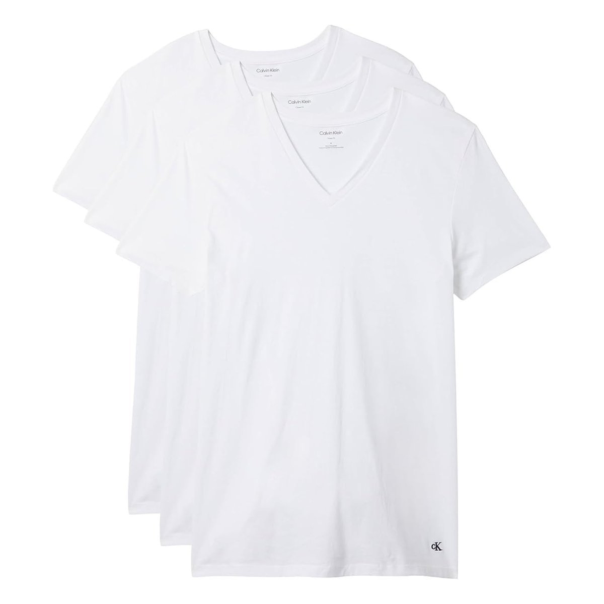 Camiseta Calvin Klein Cotton Classics 3-Pack V-Neck — Blanco