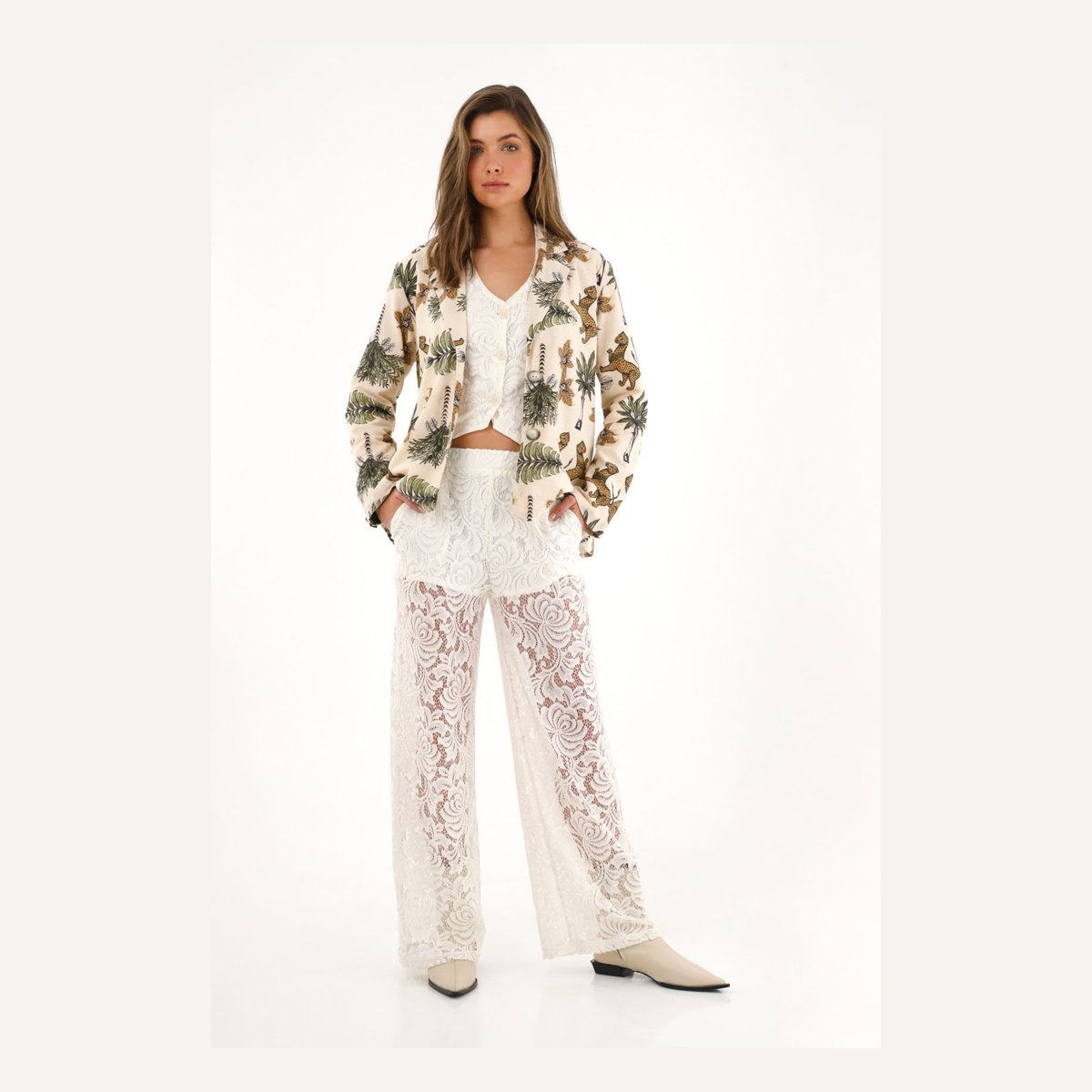 Blazer con estampado de palmeras y tigres Tennis