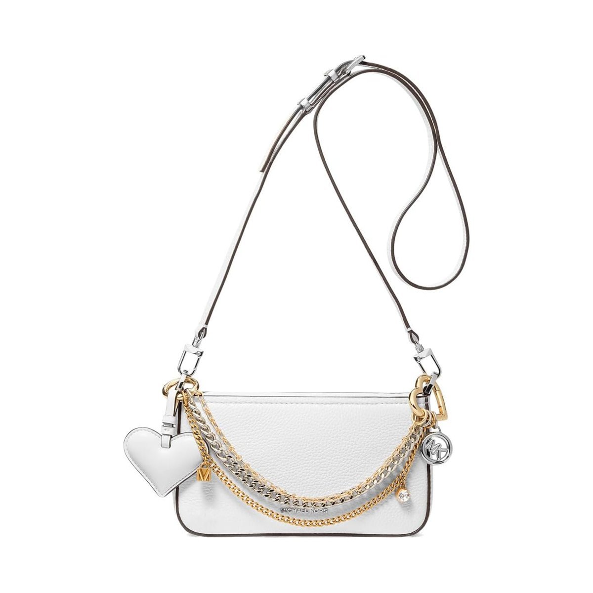 Cartera Michael Kors Bryant Small Convertible Crossbody Pouchette — Blanco