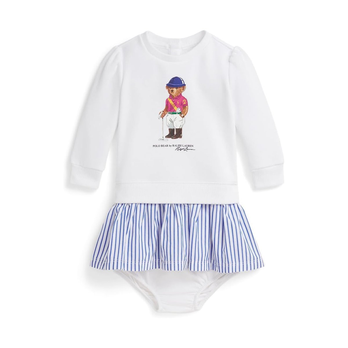 Vestido Ralph Lauren Bear Fleece & Bloomer () — Blanco