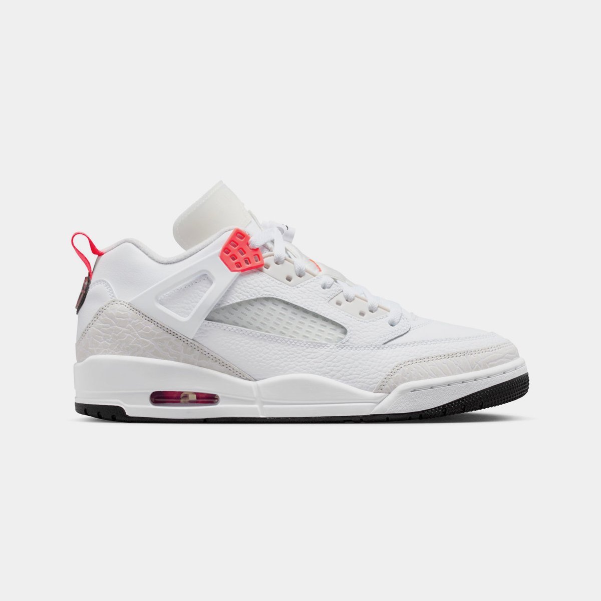 Tenis Jordan Spizike Low Basketball (White/Bright Crimson/Vast Grey — Negro