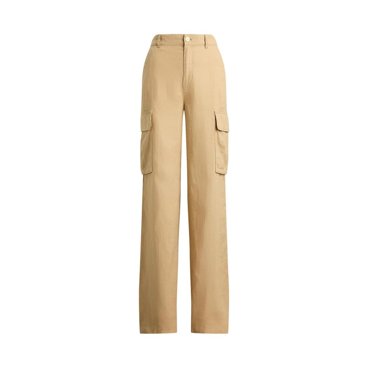 Pantalón Ralph Lauren Linen Wide-Leg Cargo — Café