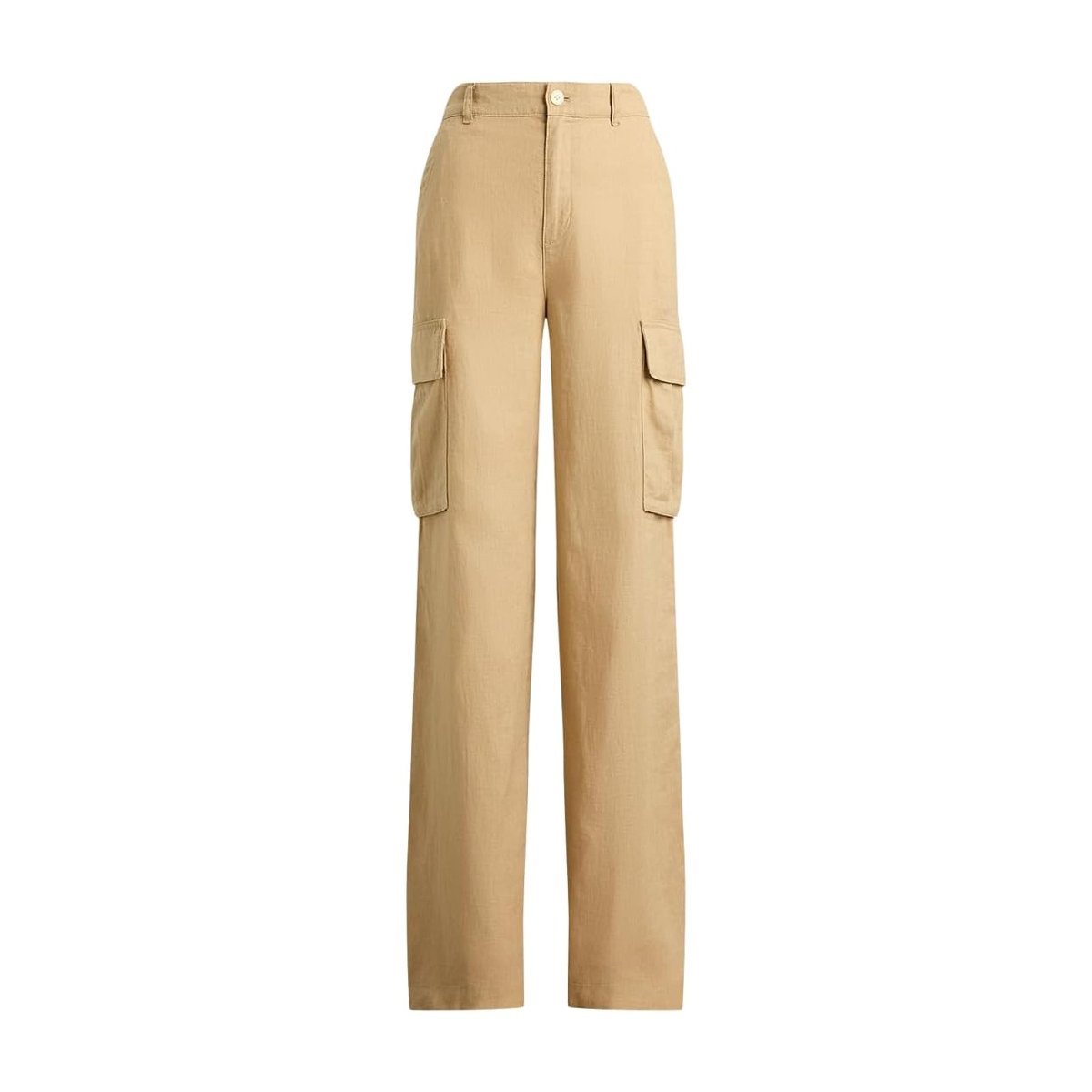 Pantalón Ralph Lauren Linen Wide-Leg Cargo — Café