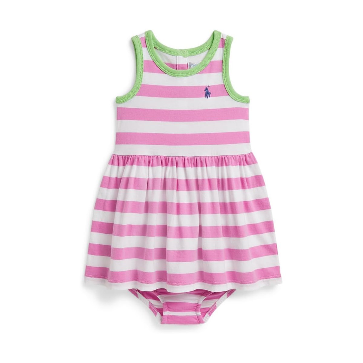 Vestido Ralph Lauren Striped Cotton Jersey & Bloomer () — Blanco