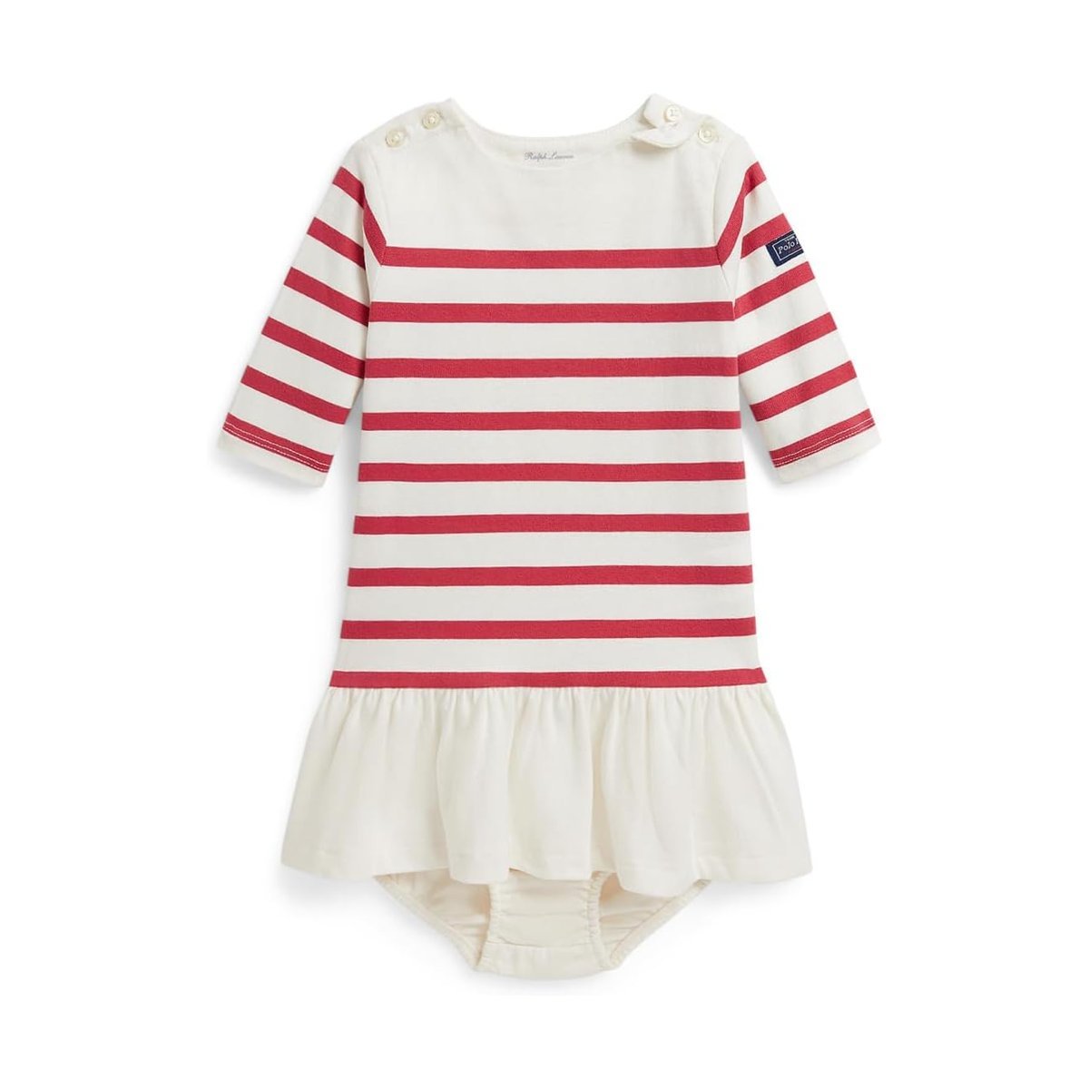 Vestido Ralph Lauren Striped Cotton Mariner & Bloomer () — Blanco