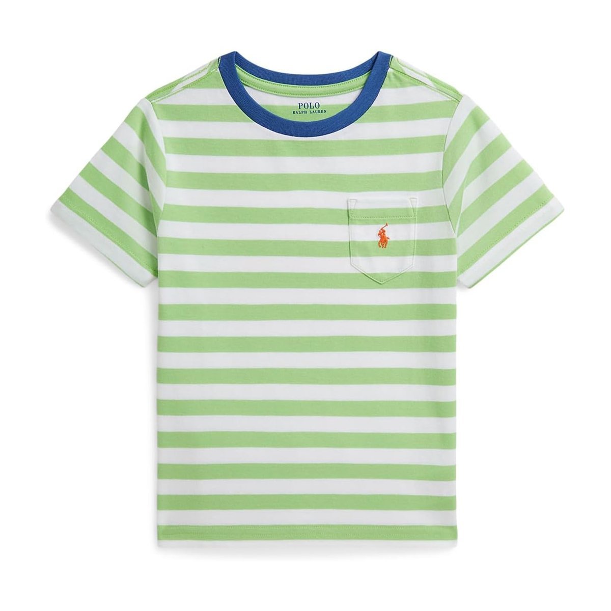 Camiseta Ralph Lauren Striped Cotton Jersey Pocket (Toddler/) — Blanco