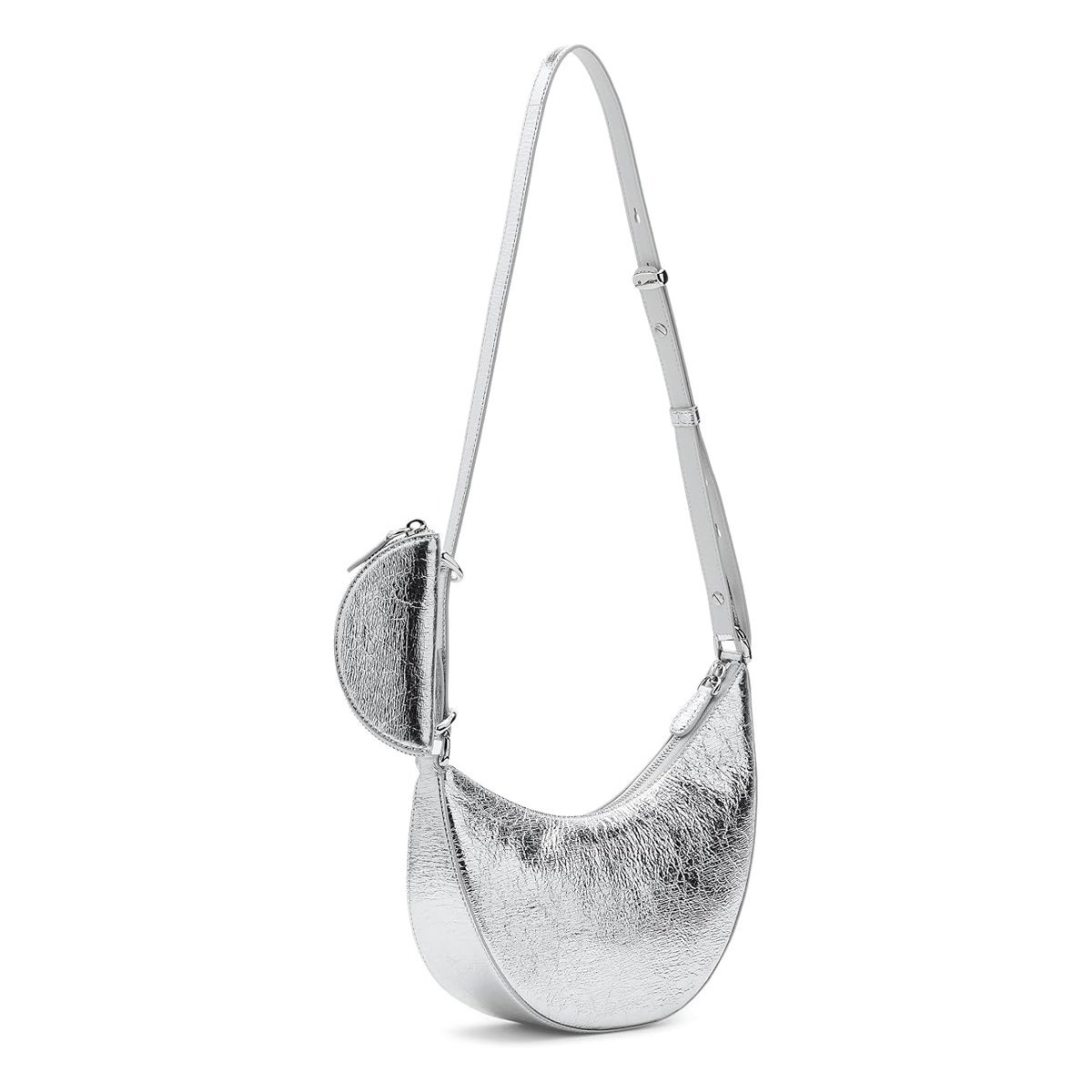 Bolso Kate Spade Duo Crinkle Metallic Leather Crossbody — Plateado