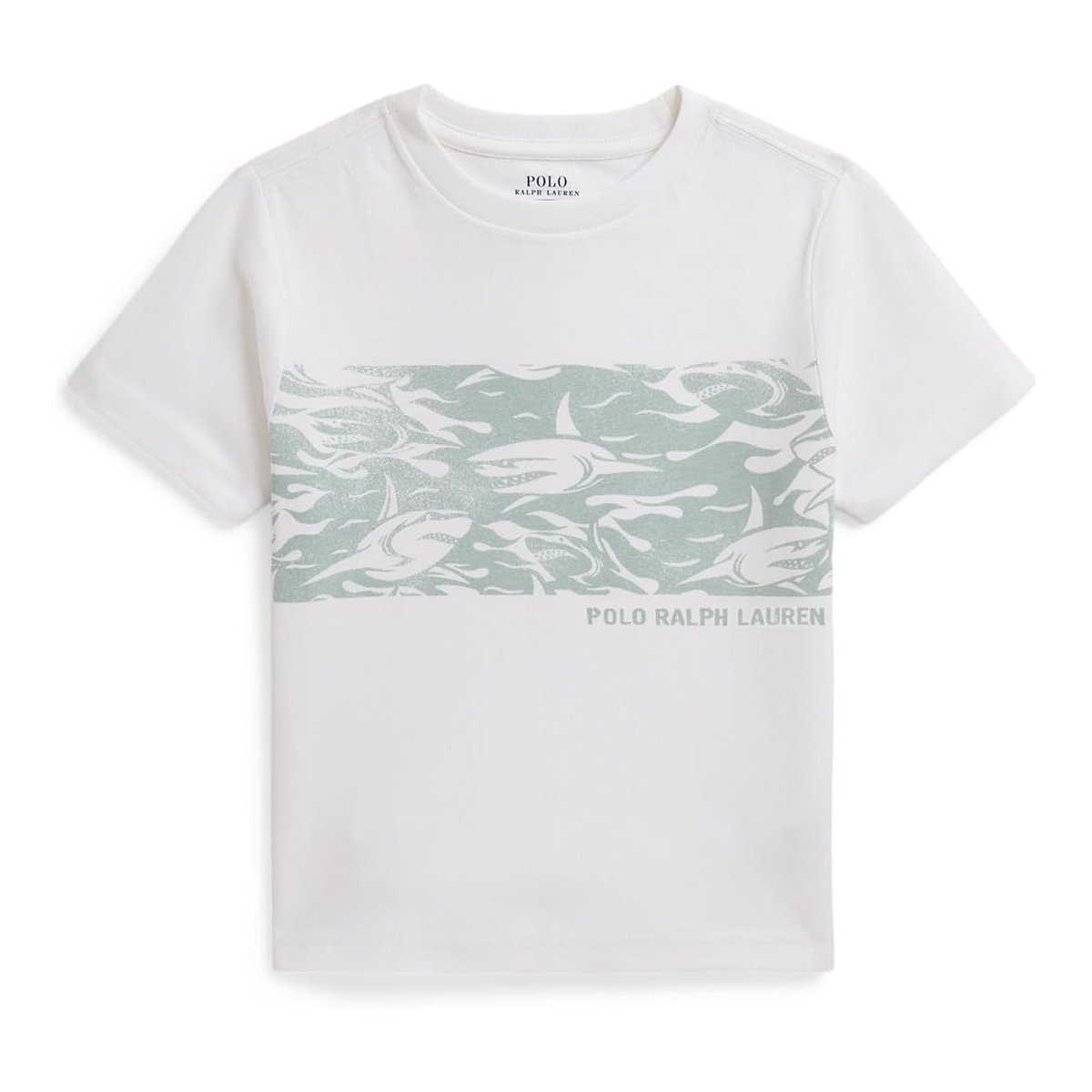 Camiseta Ralph Lauren Shark-Print Cotton Jersey (Toddler/) — Blanco