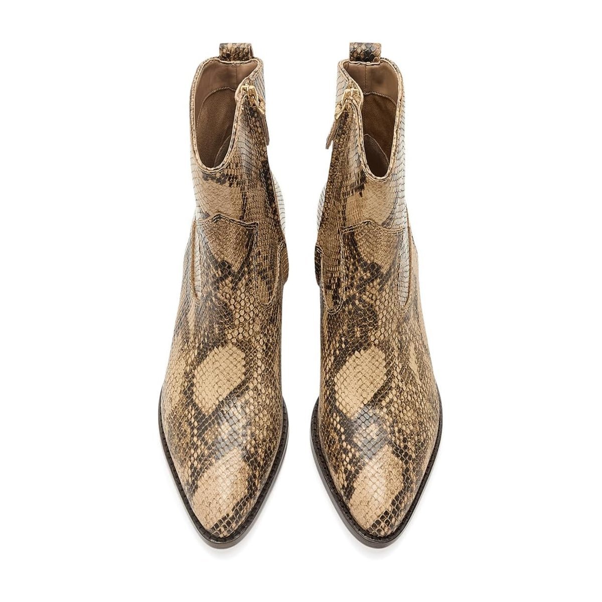 Botines Ralph Lauren Harpher Python-Embossed Leather Booties — Café