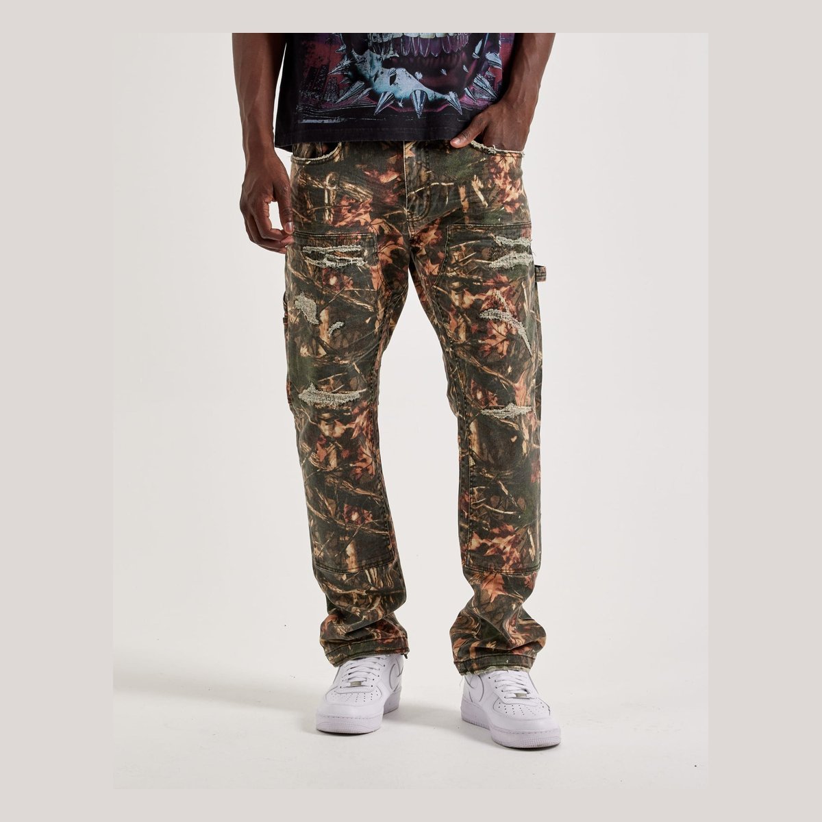 Pantalón Jordan Craig Collins Distressed Camo Carpenter Straight — Multicolor